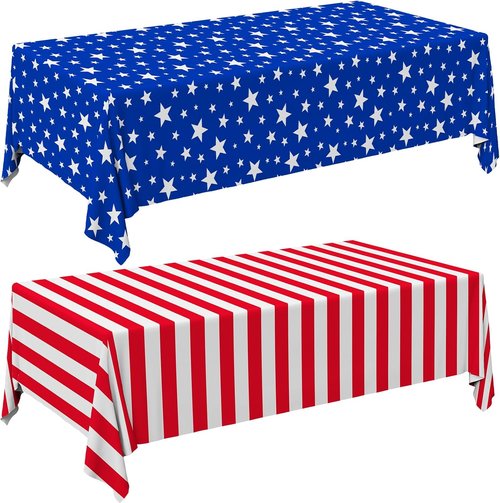 4th of July Party Decorations Set - American Flag Patriotic Theme Kit | Disposable Plastic Tablecloth, 2PCS