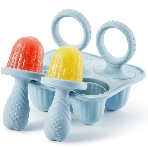 ACOOKEE Toddler Popsicles Molds 1 Pack 4 Handle, BPA Free, Silicone Baby Popsicles Molds Easy Release Ice Cream Molds Reusable