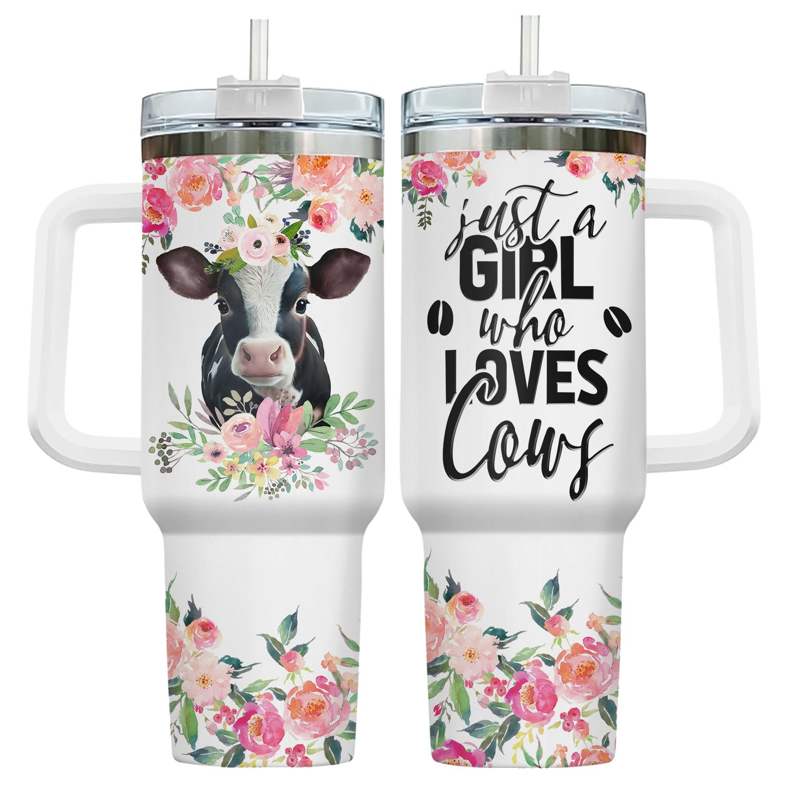 34HD Sloths Tumbler 40oz with Handle and Straw, Just A Girl Who Loves Sloth Vacuum Insulated Travel Coffee Mug, Special Gifts for Her on Mother's Day - Birthday Present to Mom, Girls & Women