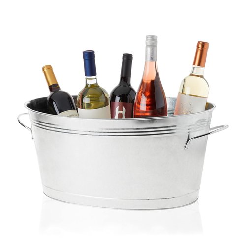 True Galvanized Tub, Large Ice Buckets for Parties, Beverage Cooler for Beer, Wine, Soda, Bottled Water, Rustic Beverage Tub, Drink Bucket for Indoor & Outdoor Party, 6.3 Gal (23.8 Liters), Set of 1