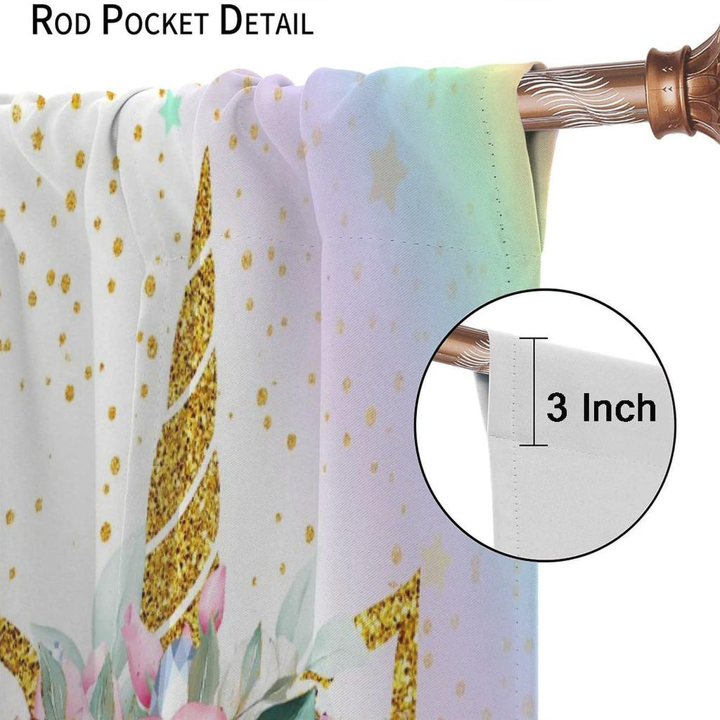 SXXLDNG Kids Unicorn Curtains Rainbow Unicorn Window Curtain Fabric Thermal Insulated for Girl Room 42X63 Inch Decor