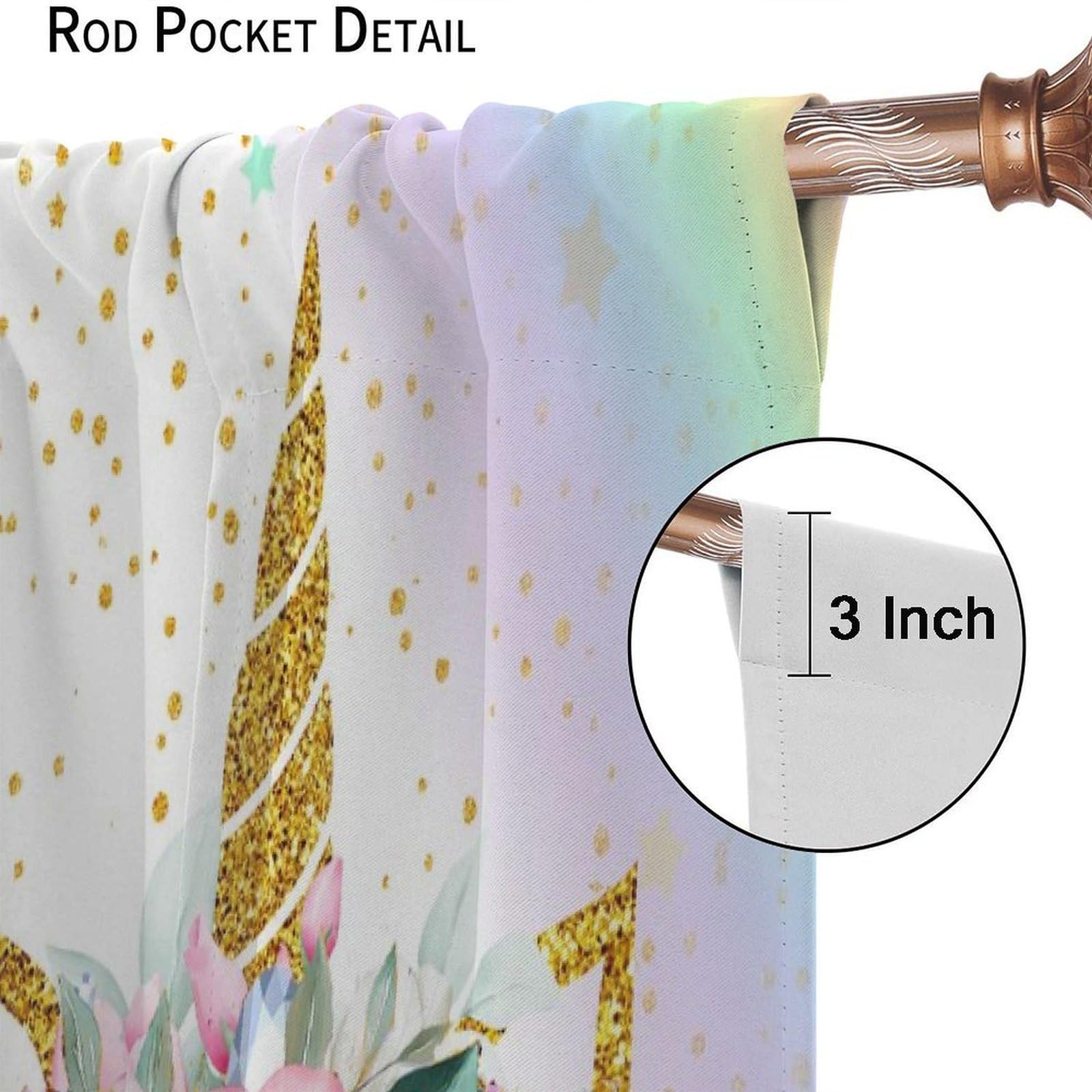 SXXLDNG Kids Unicorn Curtains Rainbow Unicorn Window Curtain Fabric Thermal Insulated for Girl Room 42X63 Inch Decor