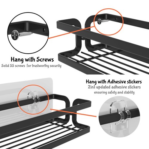 Cvesqkxr 3 Pack Spice Rack Wall Mount With Paper Towel Holder and Hooks, Screw or Adhesive Hanging Spice Shelf,Space Saving Spice Organizer for Seasonings, Spice Racks for Stove,Cabinet, Pantry Black