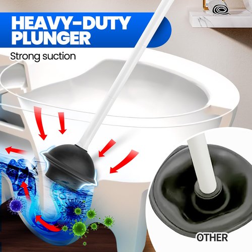 Denvlex Toilet Plunger with Holder, Heavy Duty Plunger and Holder Combo for Bathroom Cleaning, Bathroom Decor, Bathroom Accessories, Toilet Bowl Cleaners, 19-Inch Pearl White