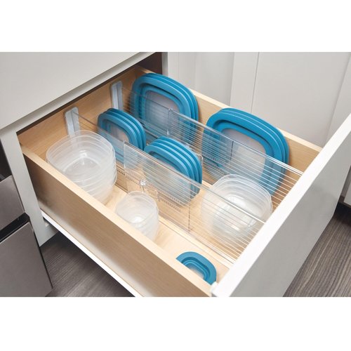 iDesign Recycled Plastic Adjustable Drawer Dividers–- Set of 2 - Clear