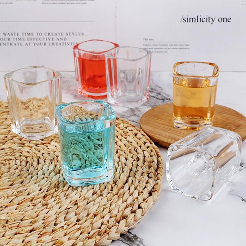 BTGLLAS Shot Glasses 2.3 oz, Set of 6 - Cute Square Tequila Glasses, Perfect for Whiskey, Tequila, Liqueurs, Party & Collection, Espressos, Spirits & Liquors (6, Clear square)