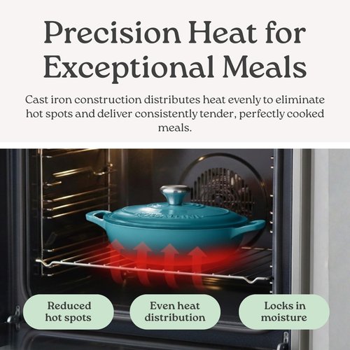 ROSSALLINI Signature Enameled Cast Iron Braiser, Non-Stick Serving Pot with Tight Fitting Lid for Perfect Roasting, Baking, Sauteing, Searing, and Pan Frying | 2.25Q (2.1L) - Red