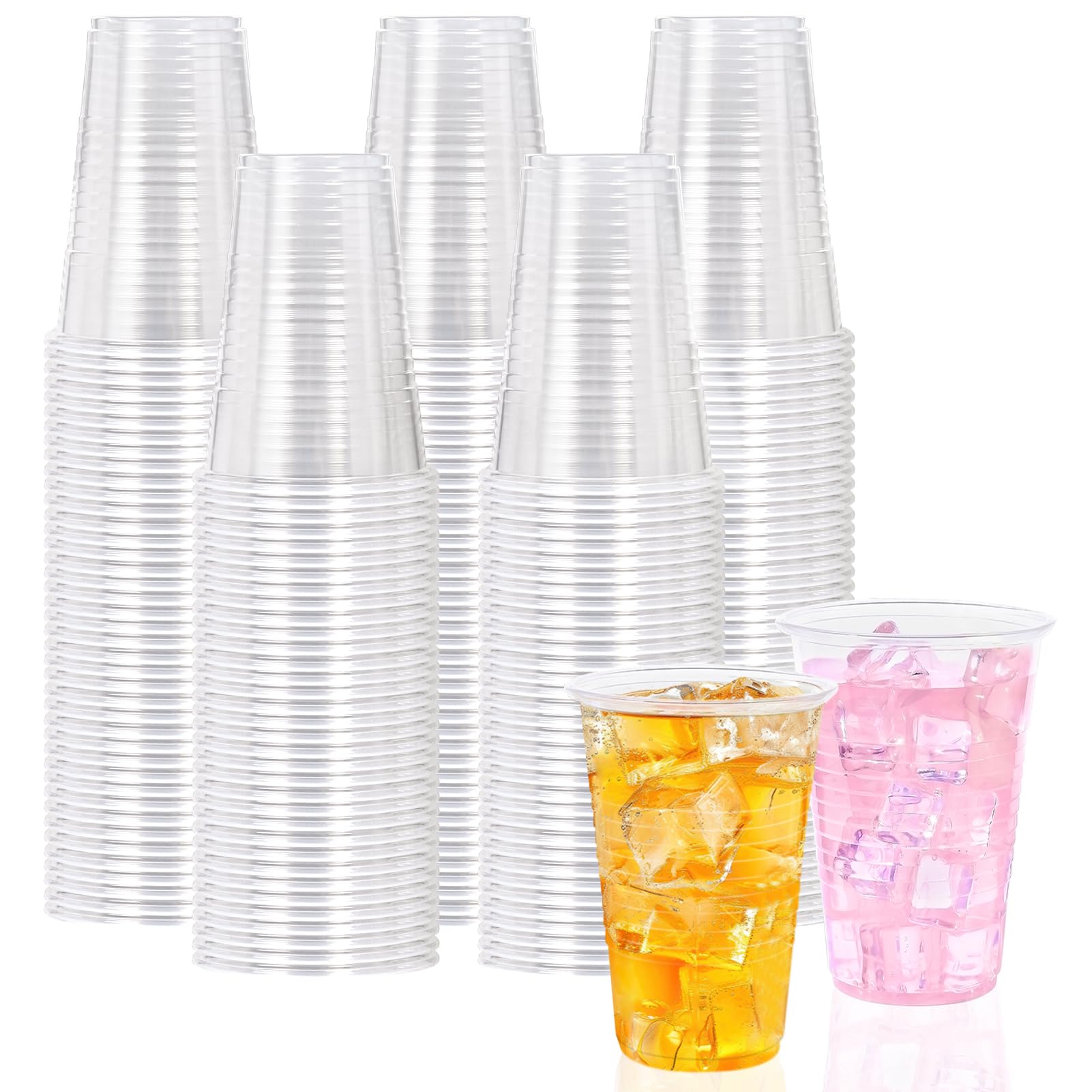 BYSNOW 16 oz Clear Plastic Cups, 200 Count Disposable, Cocktail Party, PP Clear for Party, Hot/Cold Beverages, Soda, and Wedding(16oz 200count)