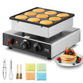 VEVOR Dutch Pancake Maker, 9PCS 76mm Diameter Dorayaki Baker Machine, 850W Commercial Electric Poffertjes Grill, Non-stick Stainless Steel, Temp & Time Control, for Home Kitchen Restaurant Snack Bar