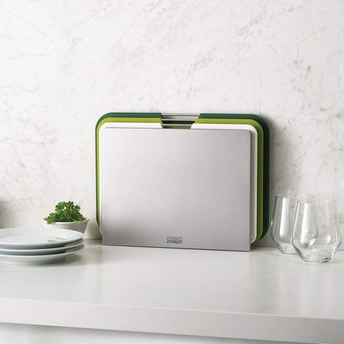 Joseph Joseph Nest 3 Piece Color Coded Cutting Board Set With Storage Stand, Large - Green