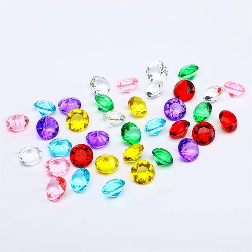 HDCRYSTALGIFTS 36pcs Multi-Color Art Glass Diamonds - Elegant Crystal Gems for Weddings & Parties