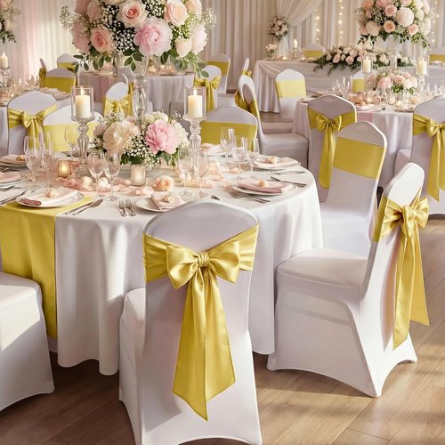 Gold Satin Bows by [Brand Name] - 3 Pcs 2 FT Large Decorative Wall Accents for Weddings & Parties