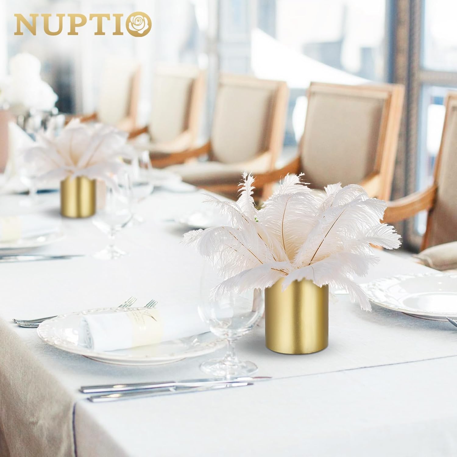 NUPTIO Gold Flower Vases - Elegant 5.1-Inch Metal Centerpieces for Wedding Table Decorations | Set of 6