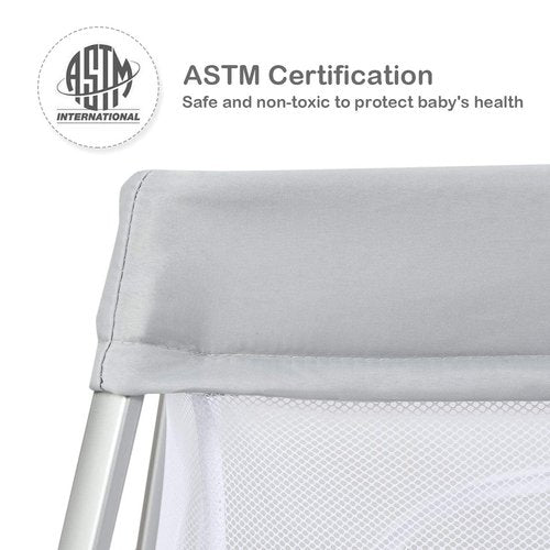BABY JOY 2 in 1 Travel Crib with Side Zipper, Portable Baby Playard with Soft Washable Mattress, Installation-Free Home Playard with Carry Bag for Airplane, Lightweight Playpen for Infants &Toddlers