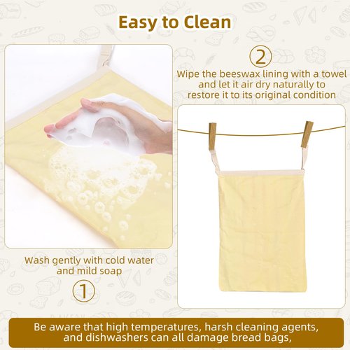 2-Pack Beeswax Bread Bags for Sourdough Homemade Bread，XL Reusable Beeswax Bread Storage Bag，Portable with large capacity，Keeps Fresh, Easy to Clean