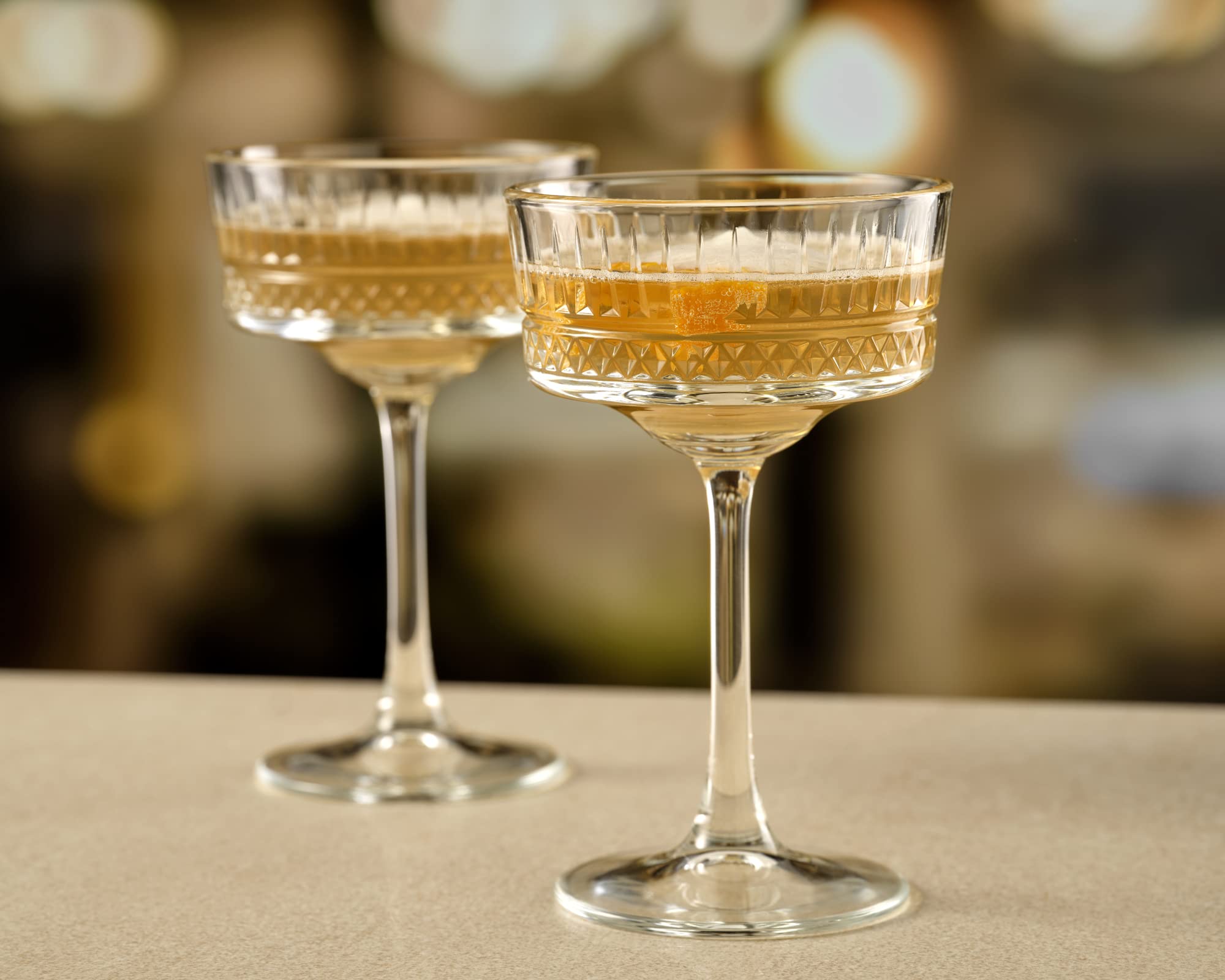 Pasabahce Vintage Coupe Glasses Set Of 6 - Exclusive Champagne, Cocktail, Martini, Wine Glasses - Long Stem Glassware - 8.8 oz - Perfect for Parties, Gifts, Housewarming, Weddings,Aniversary