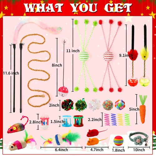GWAHSA Cat Advent Calendar 2025, 24 Days Christmas Countdown Calendar with Assorted Interactive Cat Toys for Indoor Kitten Cats Pet Surprise Xmas Gifts for Cat Lovers Women