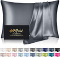 Mulberry Silk Pillowcases | Queen Size Silk Pillowcase for Hair & Skin | Space Grey with Zipper