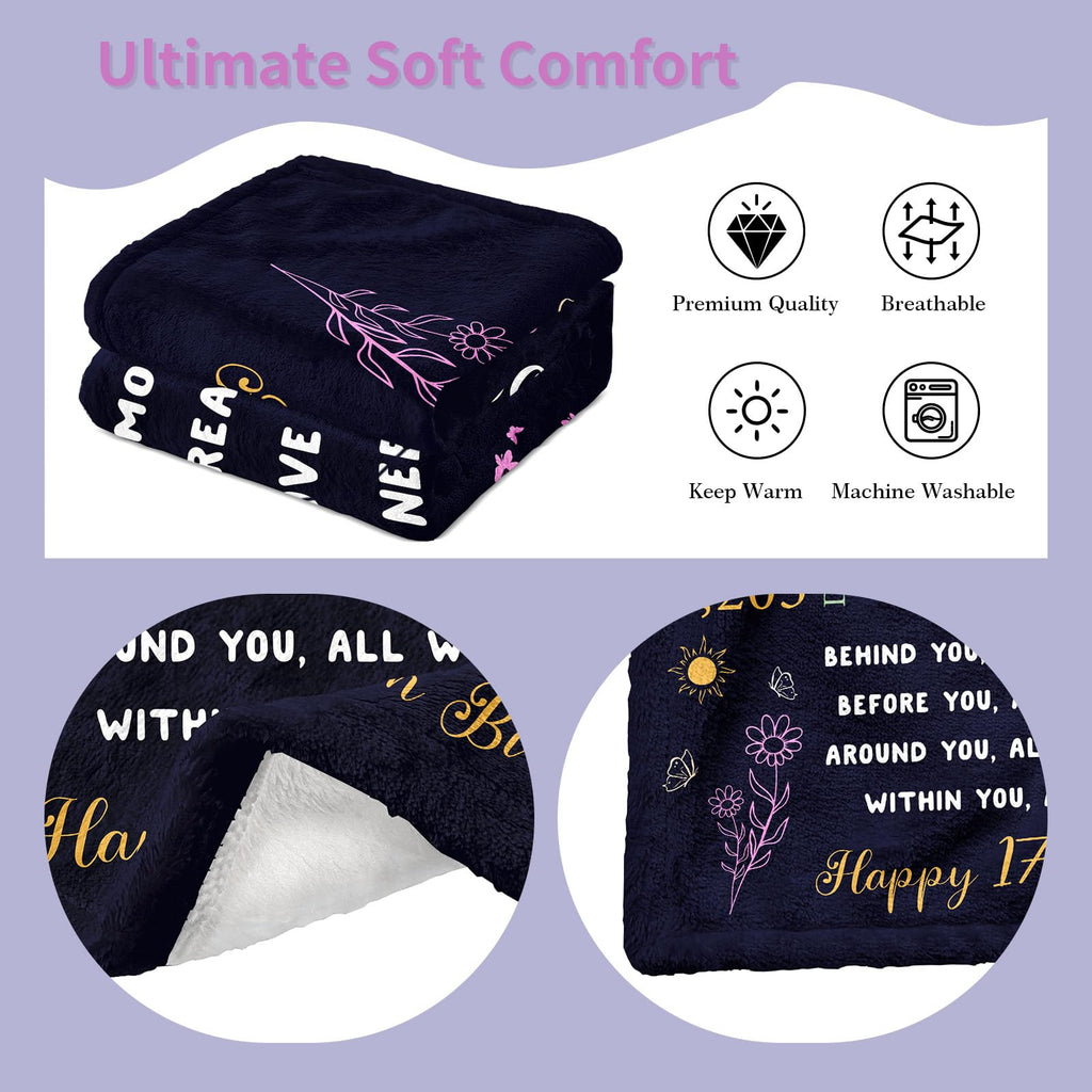 puekrtoa 17th Birthday Gifts for Girls, 17 Year Old Girl Gift Ideas, Birthday Gifts for 17 Year Old Girl, 17 Birthday Decorations for Girls, Best Happy 17th Birthday Blanket 60"X50"