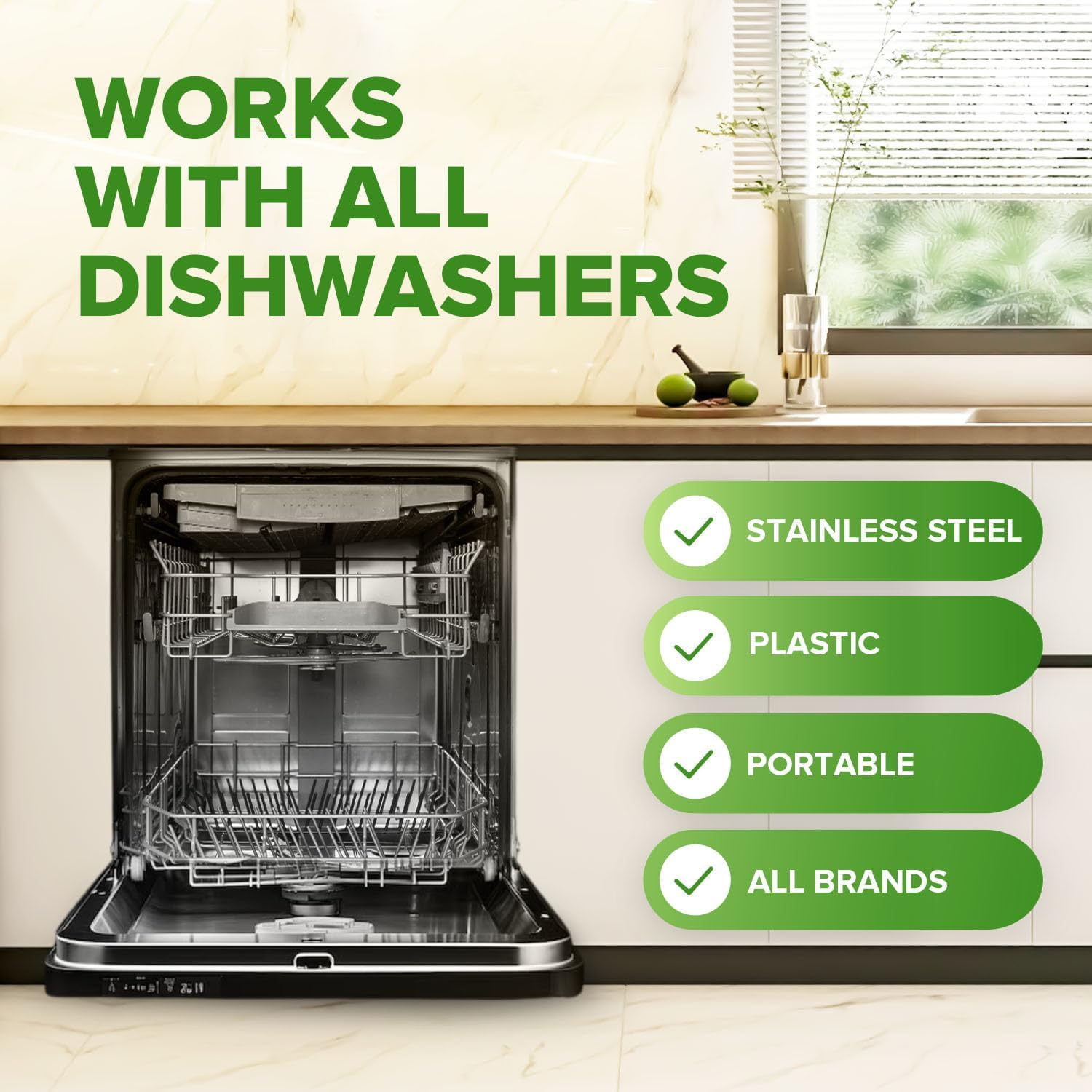 Renuv® Dishwasher Cleaner Tablets - Heavy Duty Deodorizer & Descaler for Hard Water Marks | 12-Tab Supply