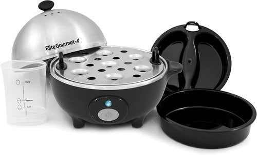 Elite Gourmet EGC-508 Rapid Egg Cooker - 7 Egg Capacity, Auto Shut-Off, Stainless Steel Design