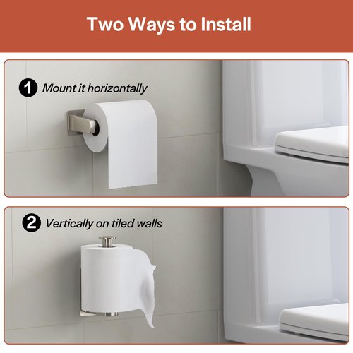 Toilet Paper Holder, Self-Adhesive Toilet Paper Roll Holder for Bathroom and Washroom, No-Drill SUS 304 Stainless Steel