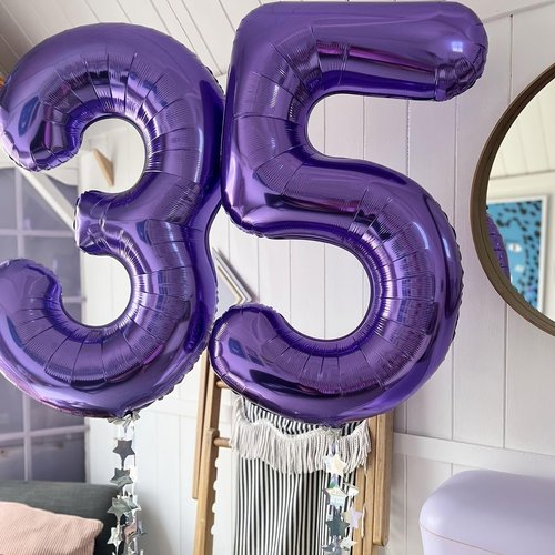 Happy 25th Birthday Decorations - 40 Inch Purple Foil Number 25 Balloon for Women’s Celebration