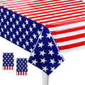 USA 4th of July Tablecloth - 2 Pack Disposable Rectangular Covers | 54'' x 108'' for Independence Day Celebrations
