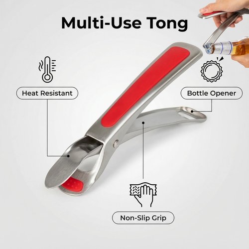 Hot Plate Gripper for Instant Pot Accessories, Stainless Steel Non-Scald Plate Gripper Clip Tongs for Microwave Oven Toaster Steamer Air Fryer, Non-Slip Heat-Resistant Kitchen Gripper(Red)