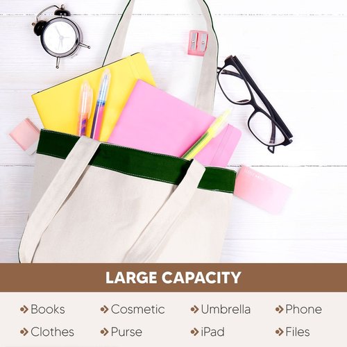 Canvas Tote Bag with Handles for Woman, Reusable Cloth Bag for Groceries and Shopping In Bulk - Blank Cotton Tote Bag, Suitable for DIY Projects HEAVY DUTY, 16"X14.5" With 4” Gusset, Assorted 8 Pack