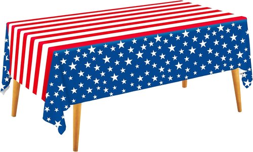 Gatherfun Disposable Plastic Tablecloth - Waterproof American Flag Design for Patriotic Celebrations | 3PCS 54 x 108 Inch