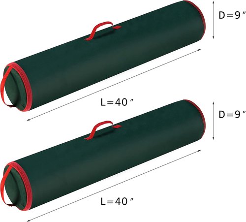 Elf Stor Wrapping Paper Storage Bag | Organize Up to 40” Rolls of Holiday Gift Wrap - Set of 2 (Green)