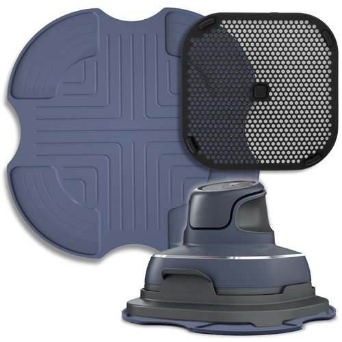 Palksky Air Fryer Heat Resistant Mat & Splatter Shield for Ninja Crispi Airfryers,Silicone Trivets & Splatter Guard for Ninja Crispi Accessories Portable Glass Cooking System Holder(Dark Gray&Black)