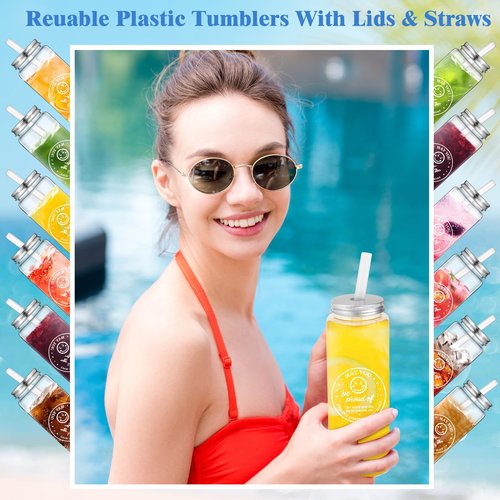 LemonRoad 48 Pcs Employee Appreciation Gifts Plastic Cups 17 oz May You Be Proud Cups Valentines Day Inspirational Gifts for Women Staff Coworker Team Reusable Acrylic Skinny Tumblers with Lid Straw