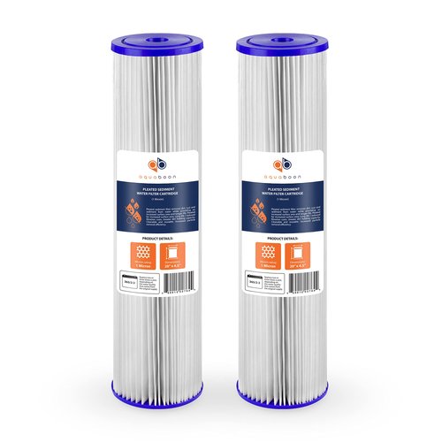 Aquaboon 1 Micron Whole House Pleated Sediment Water Filter Cartridge 20x4.5 Well Filter Replacement Compatible with ECP5-20BB, SPC-45-1005, 2 Pack