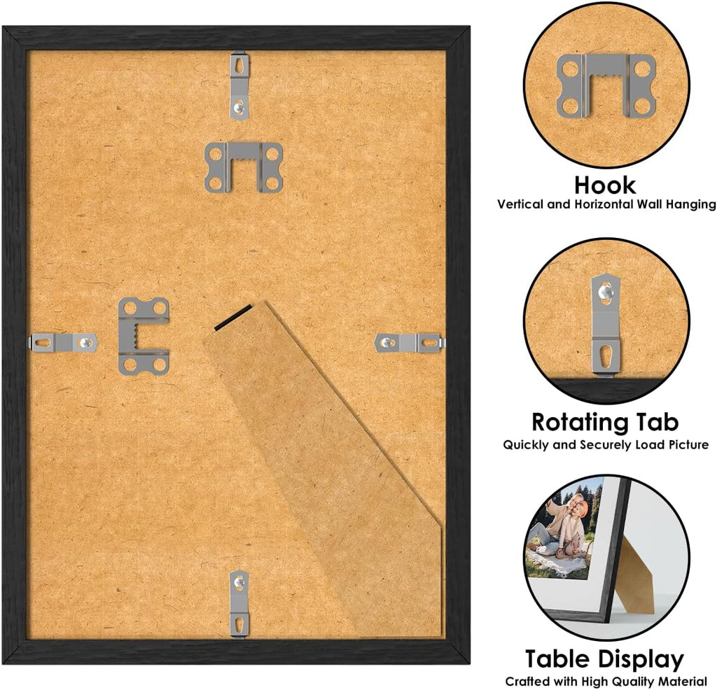 SonicPulse 8x10 Picture Frame - High Definition Plexiglass for Horizontal & Vertical Display | Black