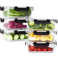 Hoenjuno Glass Food Storage Containers with Lids Set of 6, 36 OZ Meal Prep Containers for Lunch, 4.5 Cup Airtight Glass Lunch Containers Set, Microwave, Oven, Freezer & Dishwasher Safe, BPA-Free