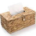 Tissue Box Cover Rectangular, Water Hyacinth Tissue Box Holder, Boho Decorative Woven Facial Tissue Holder for Bathroom, Kitchen, Living Room, Bedroom (Rectangular)