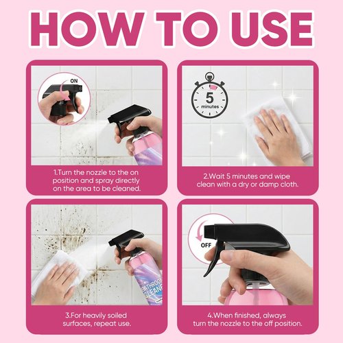 Diinou Bathroom Descaler Foam Cleaner, 10 Fl Oz Powerful Pink Bathroom Cleaner Spray,Bathrooms Descaler Foam Cleaners, Stubborn Stains Cleaner for Sink Tub Floor Tile (1set/300ml)