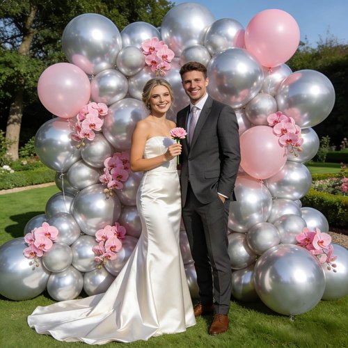 Metallic Silver Balloons by [Brand Name] - 110pcs 12-Inch Latex Balloons for Birthday, Baby Shower & Wedding Celebrations