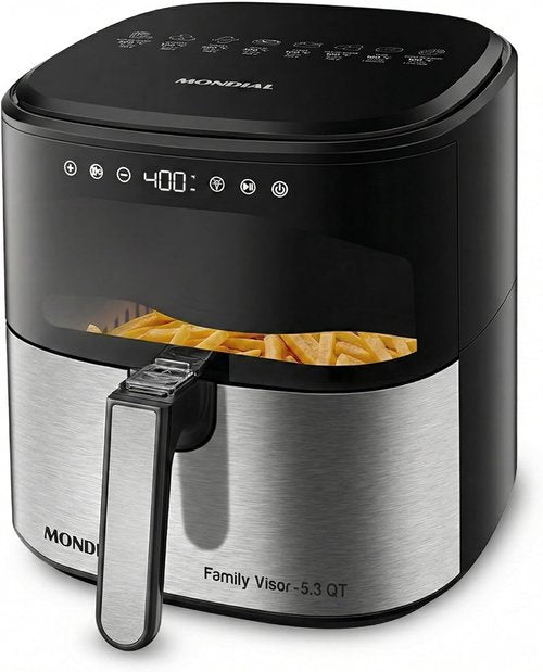 Mondial Air Fryer - Digital Visor 5.3QT Capacity | High Power & Elegant Stainless Steel Finish