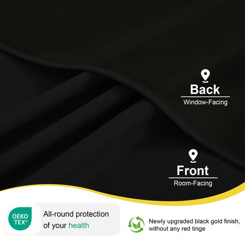 NICETOWN 100% Blackout Curtains for Bedroom, Room Darkening Plylux Black Curtains 84 Inch Long Thermal Insulated Grommet Window Drapes for Living Room, 52" W x 84" L, 2 Panels