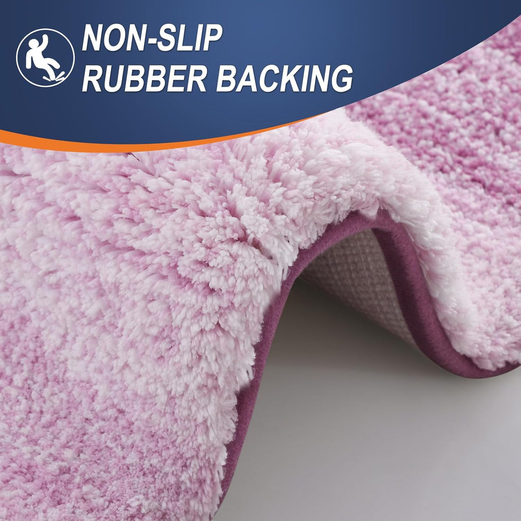 OLANLY Bathroom Runner Rug - Extra Soft Microfiber Mat | Quick Dry, Rubber Backing - 59x24, Pinkish-Purple