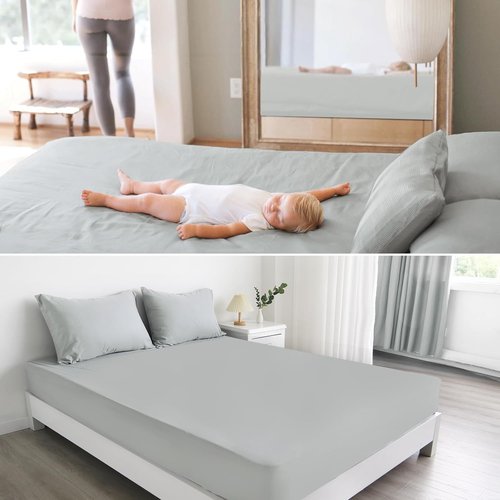 Magik & Kover Twin Mattress Protector - Waterproof & Machine Washable 2 Pack | Deep Pocket Grey Cover