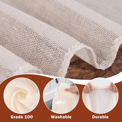 10 PCS Unbleached Cotton Cheesecloth by [Brand Name] - 20x20 Inch Reusable Straining Cloths for Baking & Cheese Making