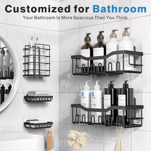 EUDELE Shower Caddy - 5 Pack Rustproof Stainless Steel Organizers | No Drilling, Large Capacity for Bathroom Storage