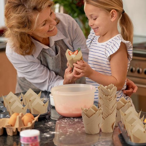 Brown Tulip Muffin Liners - 600 Pcs Standard Size Parchment Cupcake Baking Cups for Parties