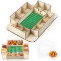 FoldTier Football Charcuterie Board Reusable Wooden Football Stadium Food Tray Sport Party Supplies Kit 50 Pcs Oil-Proof Paper Snack Food Serving Tray for Tailgate Sport Party Table Decorations