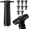Vacu Vin Wine Saver Pump Black with 8 Vacuum Stopper Grey - Airtight Seal for Opened Bottles to Preserve the Freshness Up to 10 Days - Easy to Use Perfect for Every Occasion