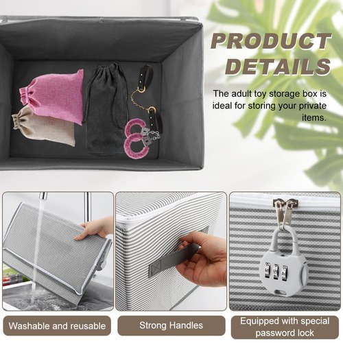 Lockable Adult Toy Bag Storage Organizer Bins,15 x 10 x 10 Inches Toy Storage Organizer Casewith Zipper Lid for Women and Men